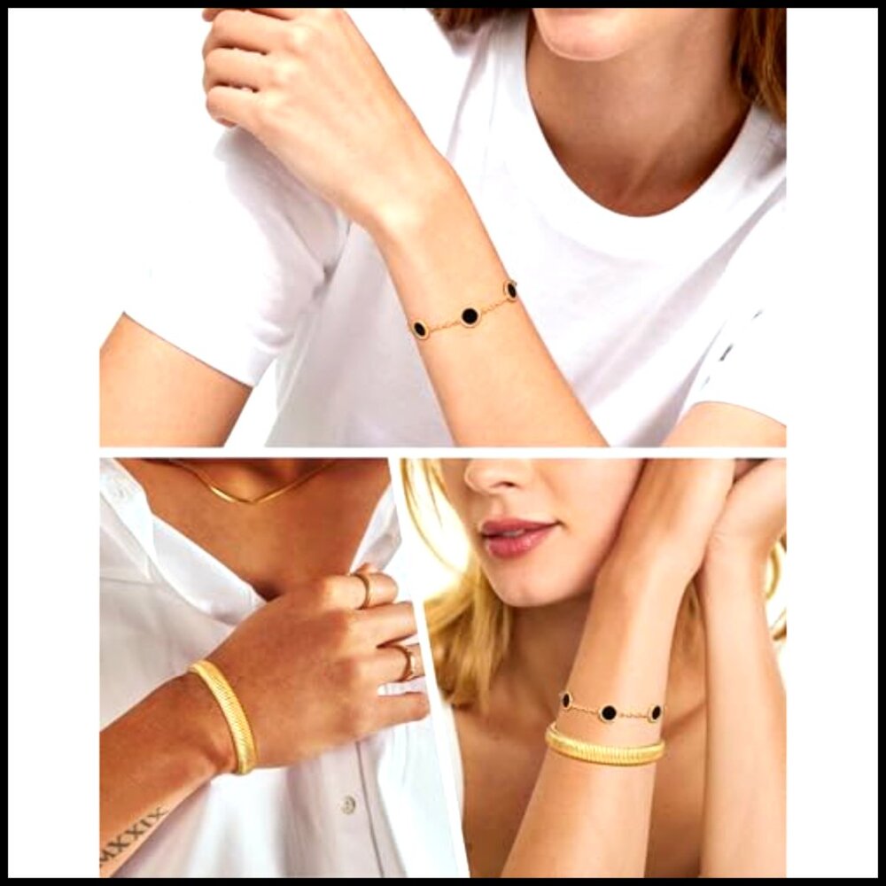 Gold Plated Stackable Bracelets Set Stainless Ste… - image 3